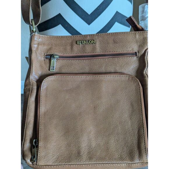 Estalon Cognac Leather Crossbody Bag, NWT - Picture 2 of 6